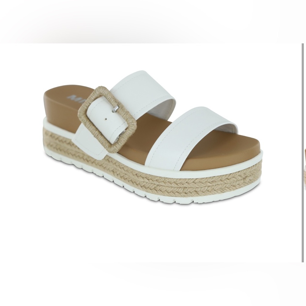 MIA White Double-Strap Espadrille Platform Sandal with Buckle